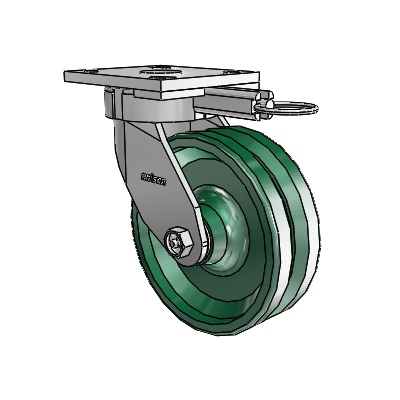 4 Series Kingpinless Casters Top Plate Swivel Caster with 6 x 2 V-Groove wheel