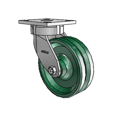 4 Series Kingpinless Casters Top Plate Swivel Caster with 6 x 2 V-Groove wheel