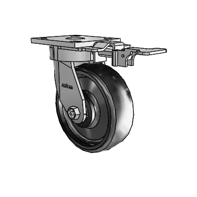 4 Series Kingpinless Casters Top Plate Swivel Caster with 6 x 2 Endura Solid Elastomer wheel