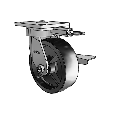 4 Series Kingpinless Casters Top Plate Swivel Caster with 6 x 2 Polyolefin wheel and Side Lock Brake