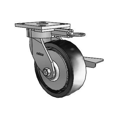 4 Series Kingpinless Casters Top Plate Swivel Caster with 6 x 2 Polyolefin wheel and Side Lock Brake