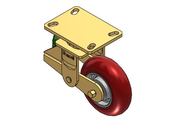 141 Series Top Plate Swivel Caster with 6 x 2 Red Tread on Aluminum Core UA - Magnum Polyurethane (Aluminum Core) Wheel