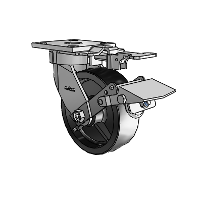 4 Series Kingpinless Casters Top Plate Swivel Caster with 6 x 2 Polyolefin wheel and Tread Lock Brake