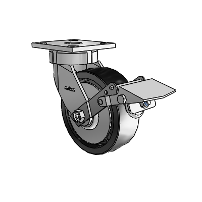 Roulettes sans pivot de la série 4 – Roulette pivotante à plaque supérieure avec roue en polyoléfine 6 x 2 et frein Tread Lock