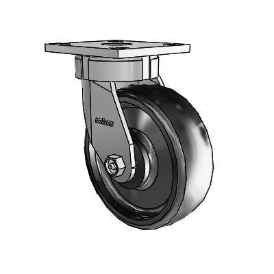 4 Series Kingpinless Casters Top Plate Swivel Caster with 6 x 2 Endura Solid Elastomer wheel