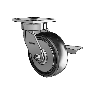4 Series Kingpinless Casters Top Plate Swivel Caster with 6 x 2 Endura Solid Elastomer wheel and Side Lock Brake