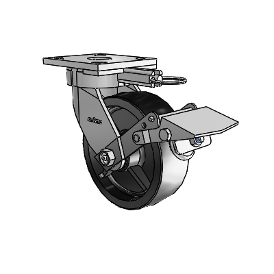 4 Series Kingpinless Casters Top Plate Swivel Caster with 6 x 2 Polyolefin wheel and Tread Lock Brake