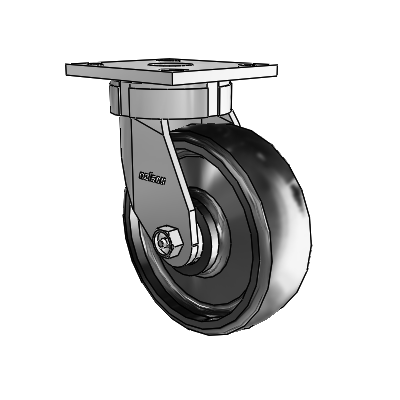 4 Series Kingpinless Casters Top Plate Swivel Caster with 6 x 2 Endura Solid Elastomer wheel