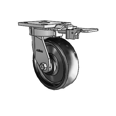 4 Series Kingpinless Casters Top Plate Swivel Caster with 6 x 2 Endura Solid Elastomer wheel