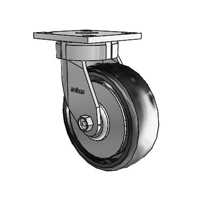 4 Series Kingpinless Casters Top Plate Swivel Caster with 6 x 2 Endura Solid Elastomer wheel
