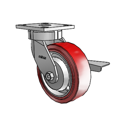 4 Series Kingpinless Casters Top Plate Swivel Caster with 6 x 2 Polyurethane HI-TECH wheel and Side Lock Brake