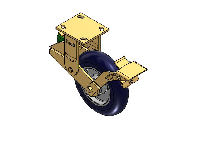 141 Series Top Plate Rigid Caster with 8 x 2 Blue Tread on Aluminum Core UA - Magnum Polyurethane (Aluminum Core) Wheel and Brake