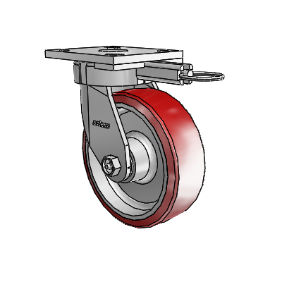 4 Series Kingpinless Casters Top Plate Swivel Caster with 6 x 2 Moldon Polyurethane (Aluminum Core) wheel