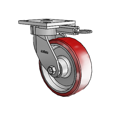 4 Series Kingpinless Casters Top Plate Swivel Caster with 6 x 2 Moldon Polyurethane (Aluminum Core) wheel