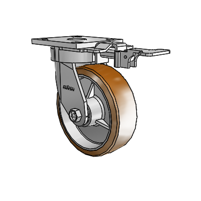 4 Series Kingpinless Casters Top Plate Swivel Caster with 6 x 2 Moldon Nylon (Aluminum Core) wheel