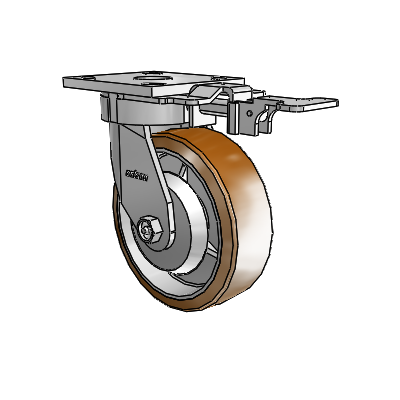 4 Series Kingpinless Casters Top Plate Swivel Caster with 6 x 2 Moldon Nylon (Aluminum Core) wheel