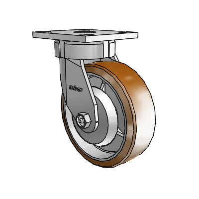 4 Series Kingpinless Casters Top Plate Swivel Caster with 6 x 2 Moldon Nylon (Aluminum Core) wheel