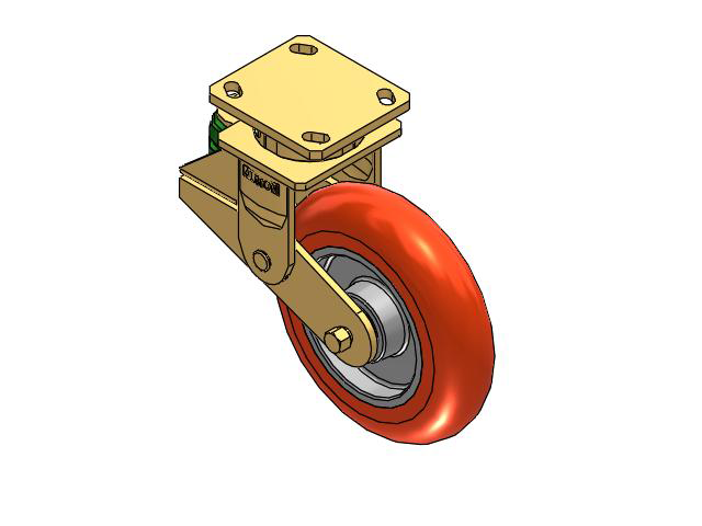 141 Series Top Plate Swivel Caster with 8 x 2 Orange Tread on Aluminum Core UA - Magnum Polyurethane (Aluminum Core) Wheel