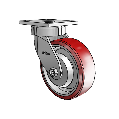 4 Series Kingpinless Casters Top Plate Swivel Caster with 6 x 2 Moldon Polyurethane (Aluminum Core) wheel