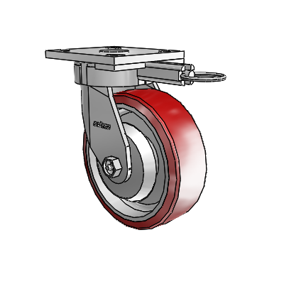 4 Series Kingpinless Casters Top Plate Swivel Caster with 6 x 2 Moldon Polyurethane (Aluminum Core) wheel
