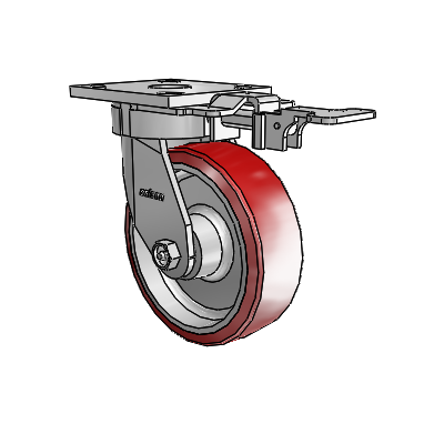 4 Series Kingpinless Casters Top Plate Swivel Caster with 6 x 2 Moldon Polyurethane (Aluminum Core) wheel