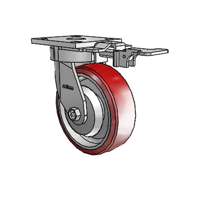 4 Series Kingpinless Casters Top Plate Swivel Caster with 6 x 2 Moldon Polyurethane (Aluminum Core) wheel