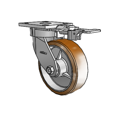 4 Series Kingpinless Casters Top Plate Swivel Caster with 6 x 2 Moldon Nylon (Aluminum Core) wheel