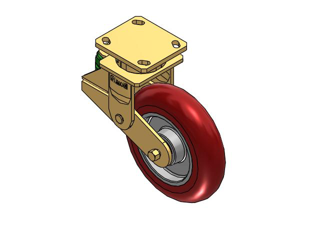 141 Series Top Plate Swivel Caster with 8 x 2 Red Tread on Aluminum Core UA - Magnum Polyurethane (Aluminum Core) Wheel