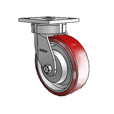 4 Series Kingpinless Casters Top Plate Swivel Caster with 6 x 2 Moldon Polyurethane (Aluminum Core) wheel