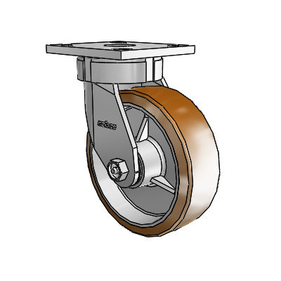 4 Series Kingpinless Casters Top Plate Swivel Caster with 6 x 2 Moldon Nylon (Aluminum Core) wheel