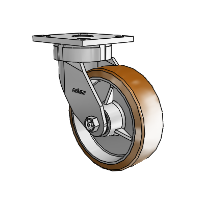 4 Series Kingpinless Casters Top Plate Swivel Caster with 6 x 2 Moldon Nylon (Aluminum Core) wheel