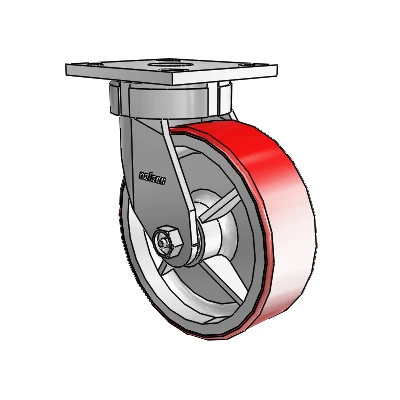 4 Series Kingpinless Casters Top Plate Swivel Caster with 6 x 2 Moldon Polyurethane (Cast Iron Core) wheel