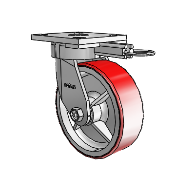 4 Series Kingpinless Casters Top Plate Swivel Caster with 6 x 2 Moldon Polyurethane (Cast Iron Core) wheel