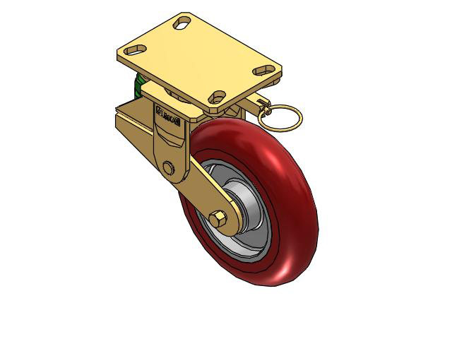 141 Series Top Plate Swivel Caster with 8 x 2 Red Tread on Aluminum Core UA - Magnum Polyurethane (Aluminum Core) Wheel