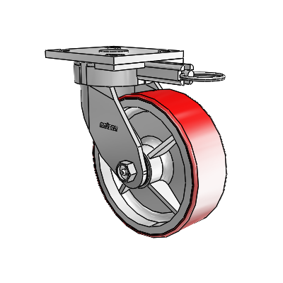 4 Series Kingpinless Casters Top Plate Swivel Caster with 6 x 2 Moldon Polyurethane (Cast Iron Core) wheel