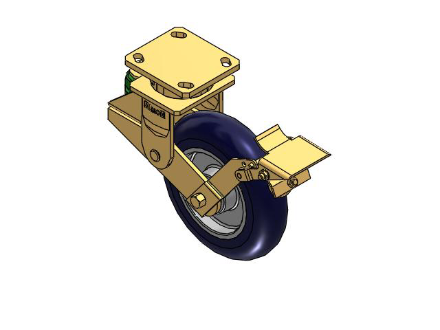 141 Series Top Plate Swivel Caster with 8 x 2 Blue Tread on Aluminum Core UA - Magnum Polyurethane (Aluminum Core) Wheel and Brake