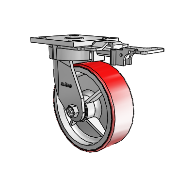 4 Series Kingpinless Casters Top Plate Swivel Caster with 6 x 2 Moldon Polyurethane (Cast Iron Core) wheel