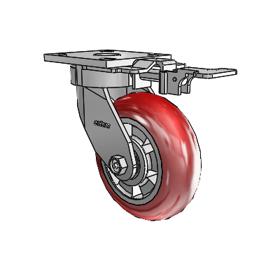 4 Series Kingpinless Casters Top Plate Swivel Caster with 6 x 2 Triumph (Round/Red) wheel