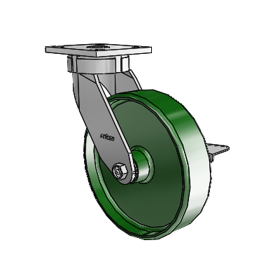 4 Series Kingpinless Casters Top Plate Swivel Caster with 8 x 2 Cast Iron wheel and Side Lock Brake
