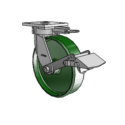 4 Series Kingpinless Casters Top Plate Swivel Caster with 8 x 2 Cast Iron wheel and Tread Lock Brake