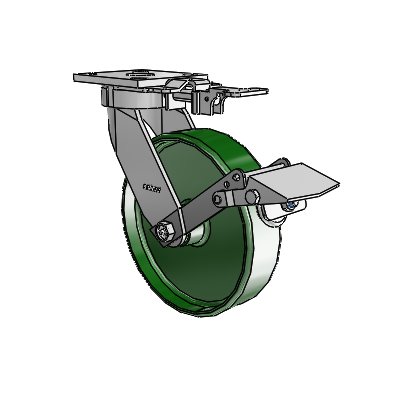 4 Series Kingpinless Casters Top Plate Swivel Caster with 8 x 2 Cast Iron wheel and Tread Lock Brake
