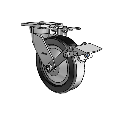 4 Series Kingpinless Casters Top Plate Swivel Caster with 8 x 2 Phenolic wheel and Tread Lock Brake