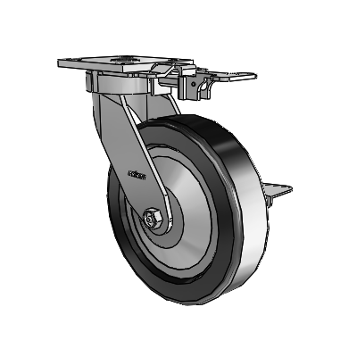 4 Series Kingpinless Casters Top Plate Swivel Caster with 8 x 2 Phenolic wheel and Side Lock Brake