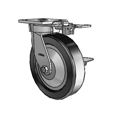 4 Series Kingpinless Casters Top Plate Swivel Caster with 8 x 2 Phenolic wheel and Side Lock Brake