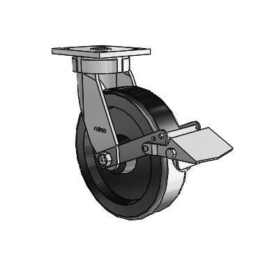4 Series Kingpinless Casters Top Plate Swivel Caster with 8 x 2 Phenolic wheel and Tread Lock Brake