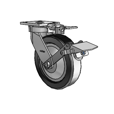 4 Series Kingpinless Casters Top Plate Swivel Caster with 8 x 2 Phenolic wheel and Tread Lock Brake