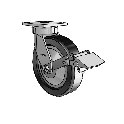 4 Series Kingpinless Casters Top Plate Swivel Caster with 8 x 2 Phenolic wheel and Tread Lock Brake