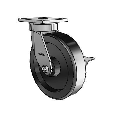 4 Series Kingpinless Casters Top Plate Swivel Caster with 8 x 2 Phenolic wheel and Side Lock Brake