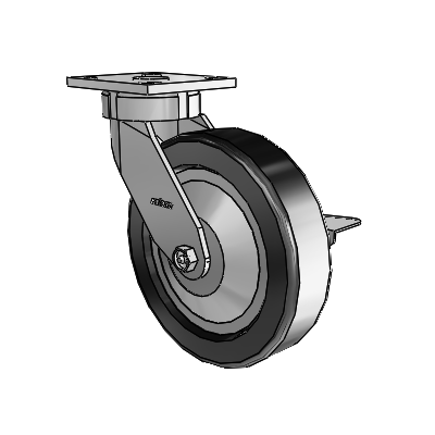 4 Series Kingpinless Casters Top Plate Swivel Caster with 8 x 2 Phenolic wheel and Side Lock Brake