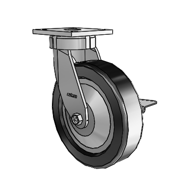 4 Series Kingpinless Casters Top Plate Swivel Caster with 8 x 2 Phenolic wheel and Side Lock Brake